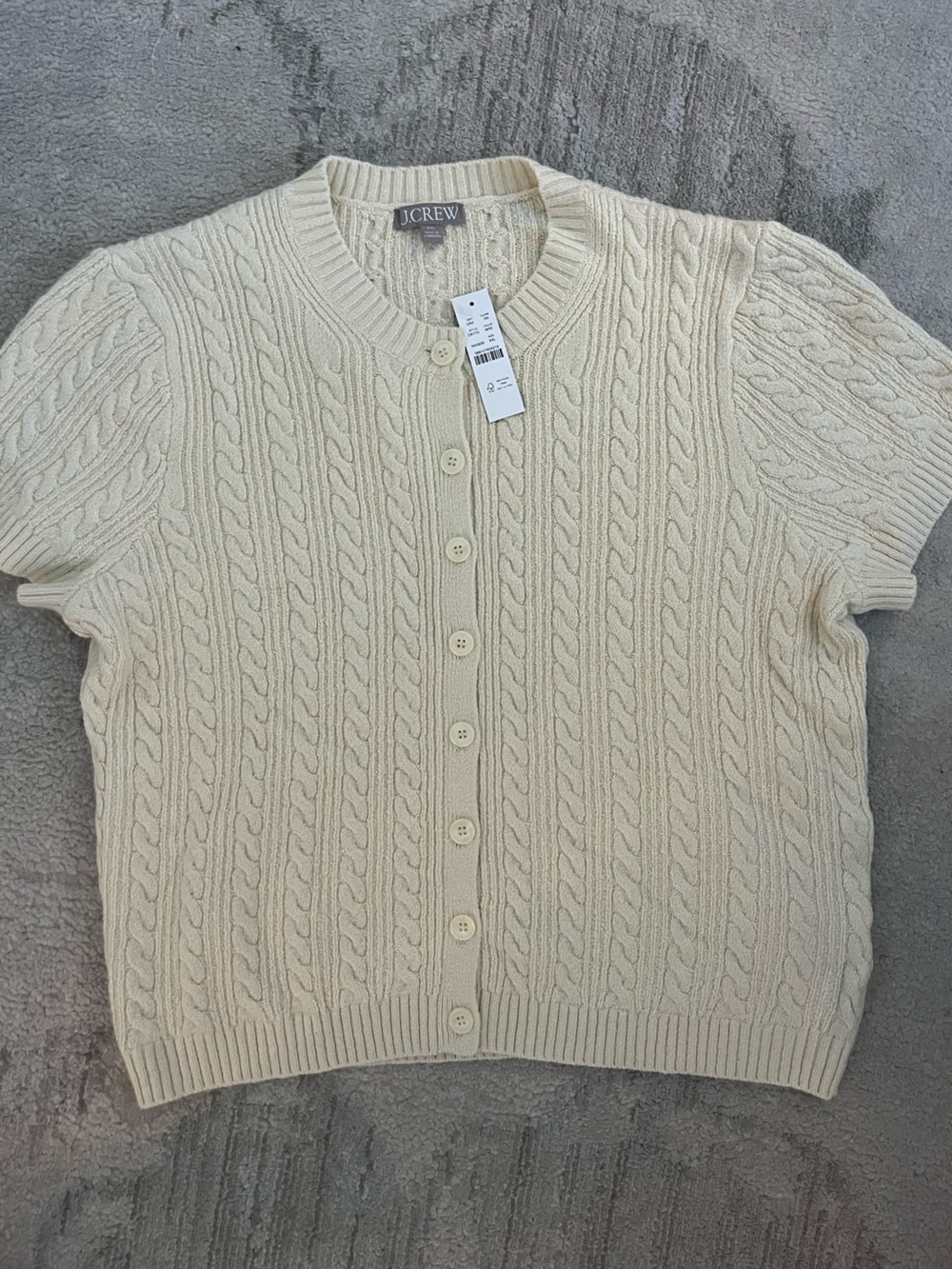 J. Crew Cream Cable-Knit Button-Front Cardigan